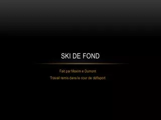 Ski de fond