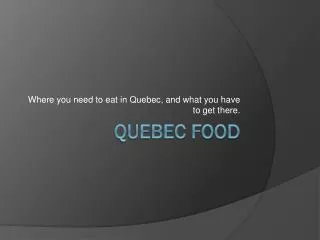 Quebec Food