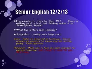 Senior English 12/2/13