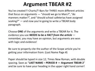 Argument TBEAR #2