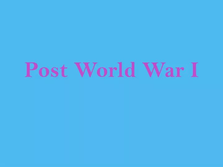 post world war i