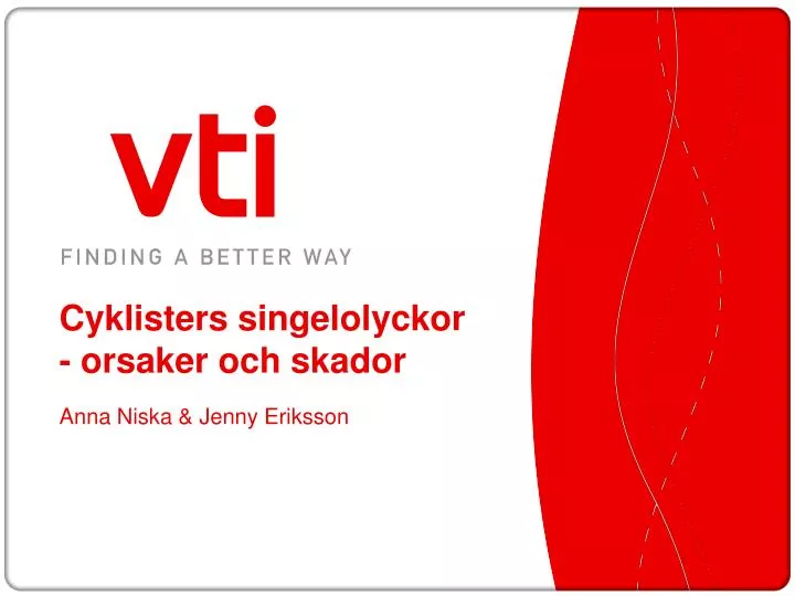 cyklisters singelolyckor orsaker och skador