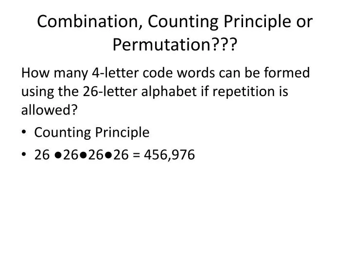 combination counting principle or permutation