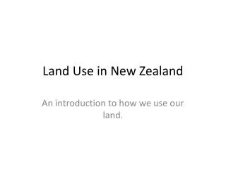 Land Use in New Zealand