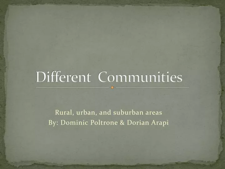 different communities