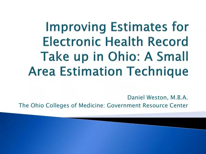 improving estimates for electronic health record take up in ohio a small area estimation technique