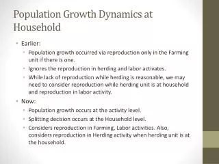 Population Growth Dynamics at Household