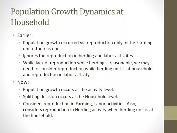 population growth dynamics at household