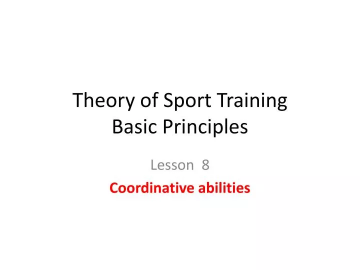 theor y of sport training basic principles