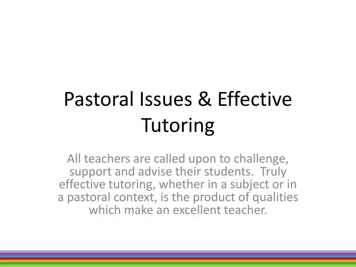 pastoral issues effective tutoring
