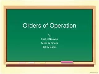 Orders of Operation