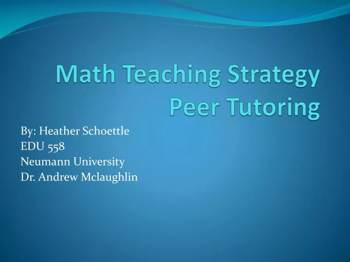math teaching strategy peer tutoring