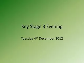 Key Stage 3 Evening