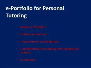 e-Portfolio for Personal Tutoring
