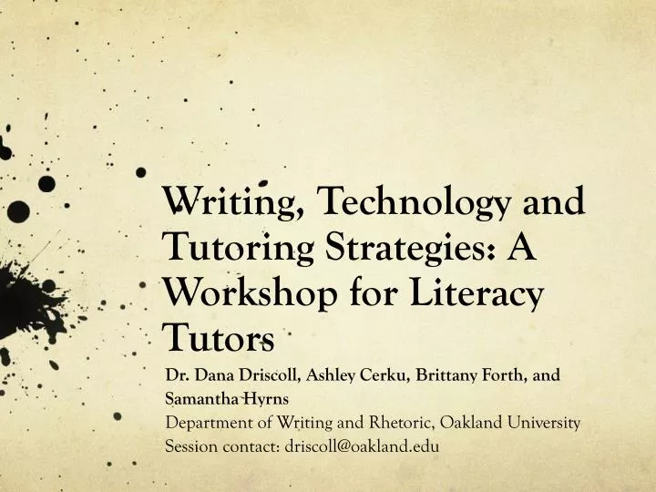 writing technology and tutoring strategies a workshop for literacy tutors
