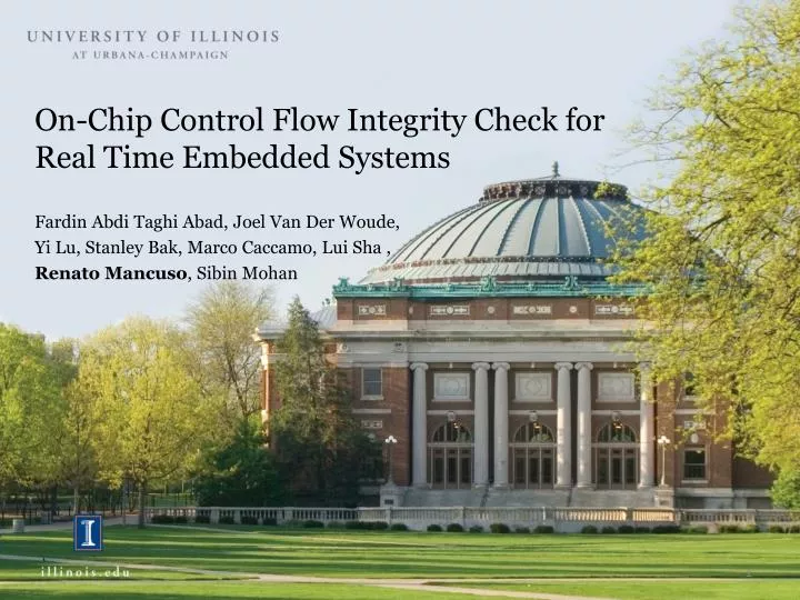 on chip control flow integrity check for real time embedded systems