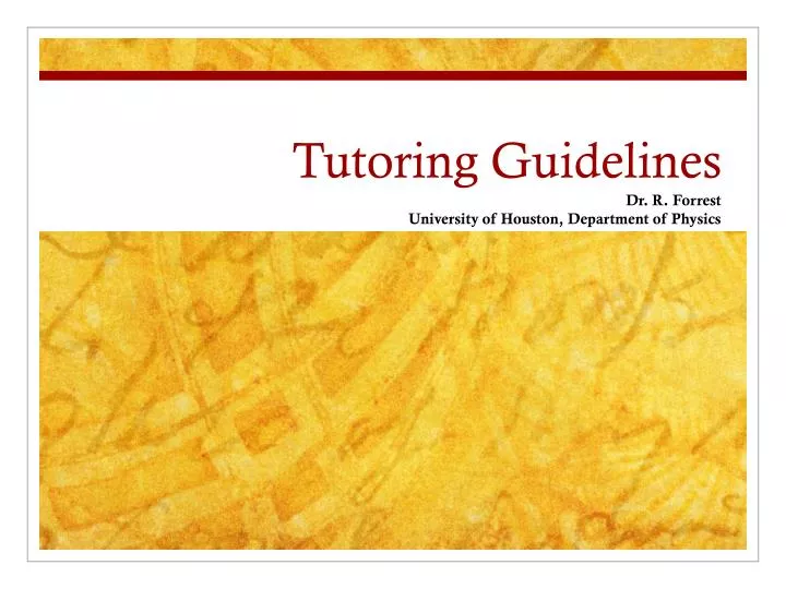 tutoring guidelines