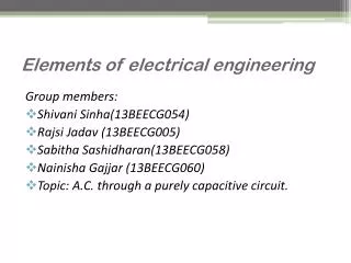 Elements of electrical engineering