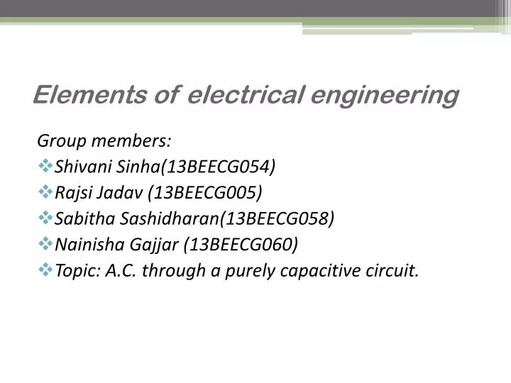 elements of electrical engineering