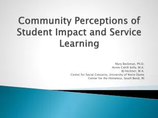 Community Perceptions of Student Impact and Service Learning