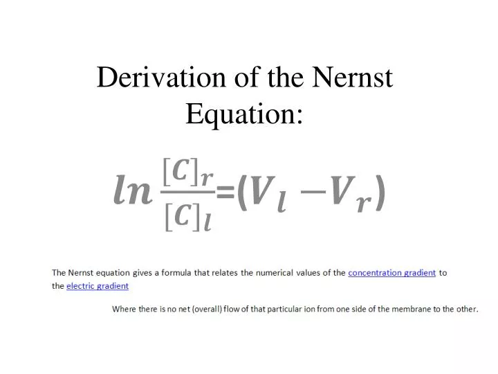 derivation of the nernst equation