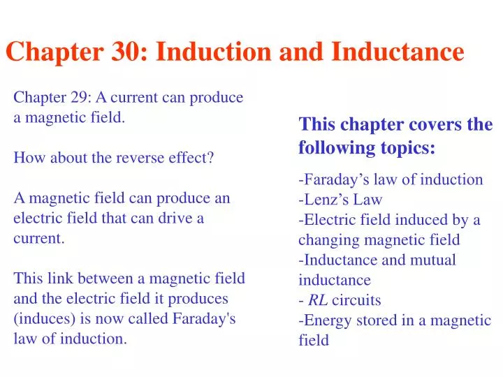 chapter 30 induction and inductance