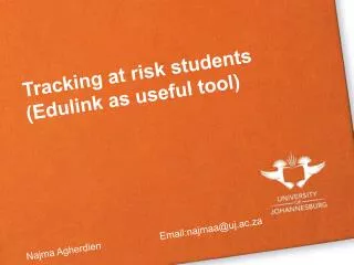 Tracking at risk students (Edulink as useful tool)