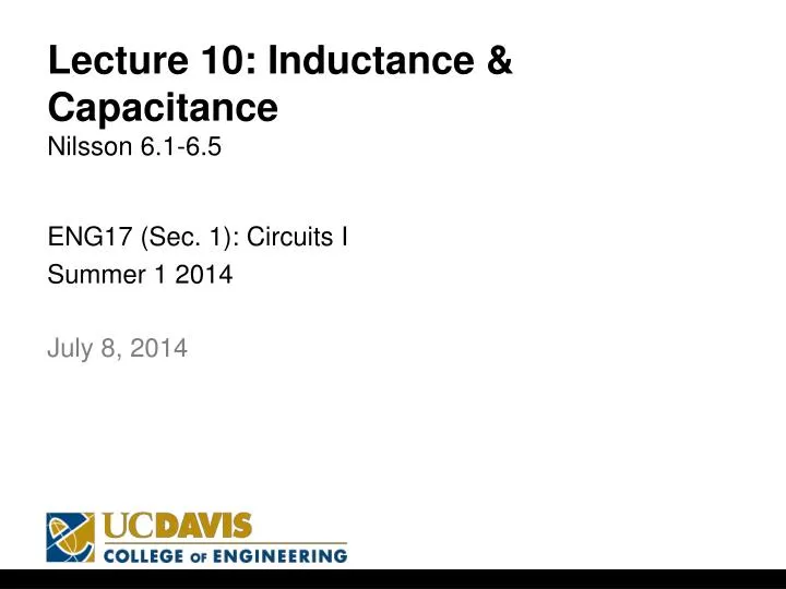 lecture 10 inductance capacitance nilsson 6 1 6 5