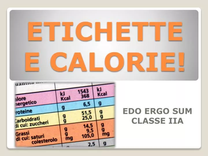 etichette e calorie