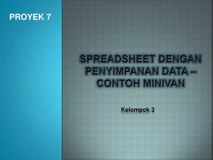spreadsheet dengan penyimpanan data contoh minivan