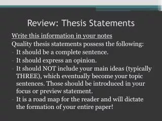 Review: Thesis Statements