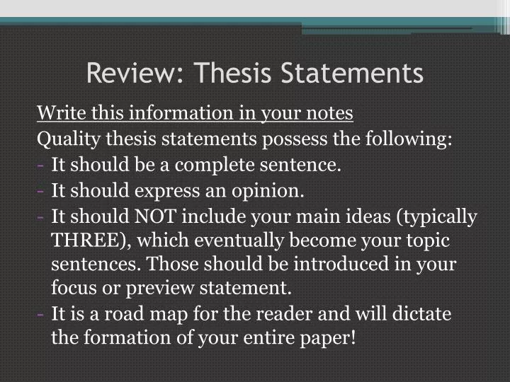 review thesis statements