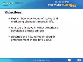 Explain how new types of stores and marketing changed American life.