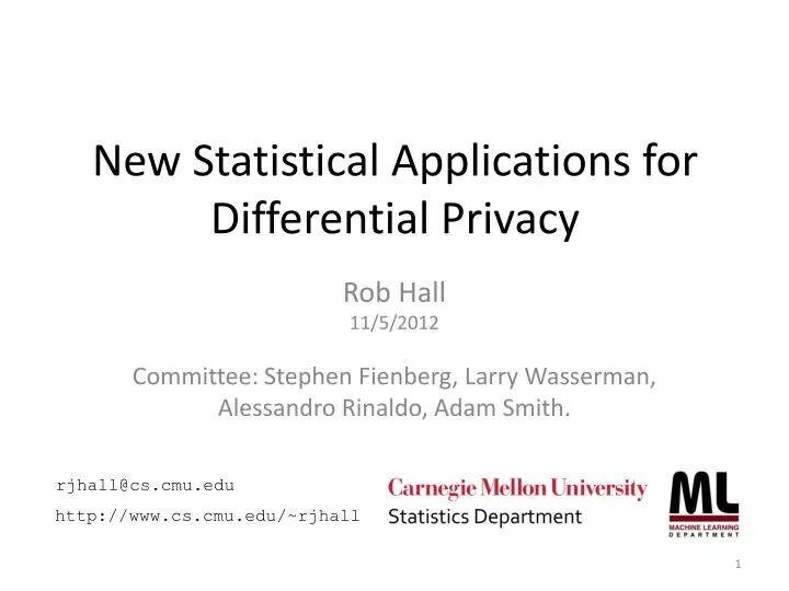 new statistical applications for differential privacy