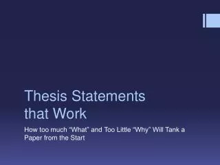 Thesis Statements that Work