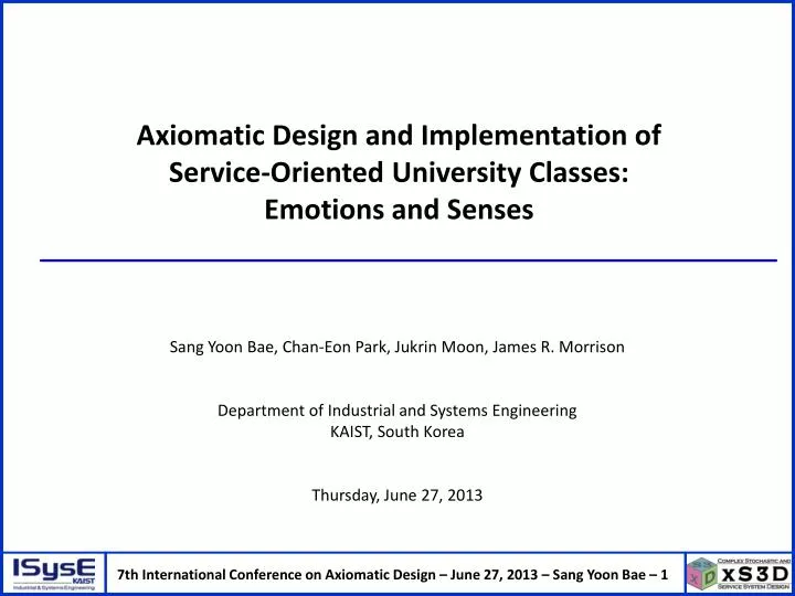axiomatic design and implementation of service oriented university classes emotions and senses
