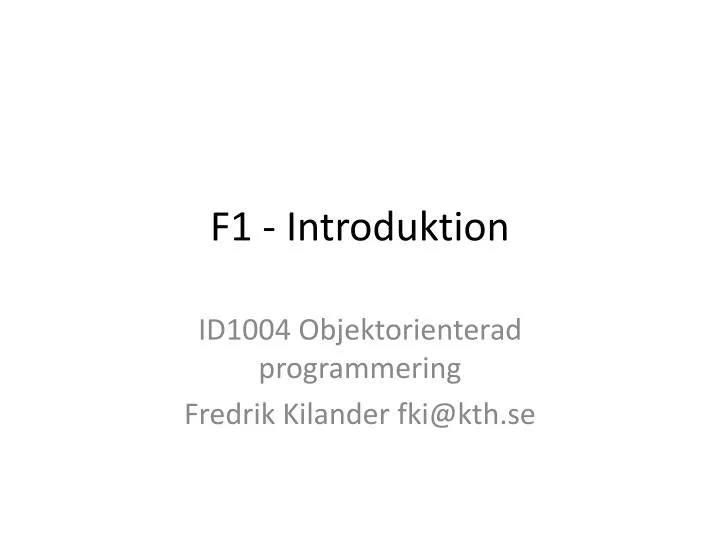f1 introduktion