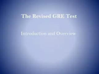 The Revised GRE Test