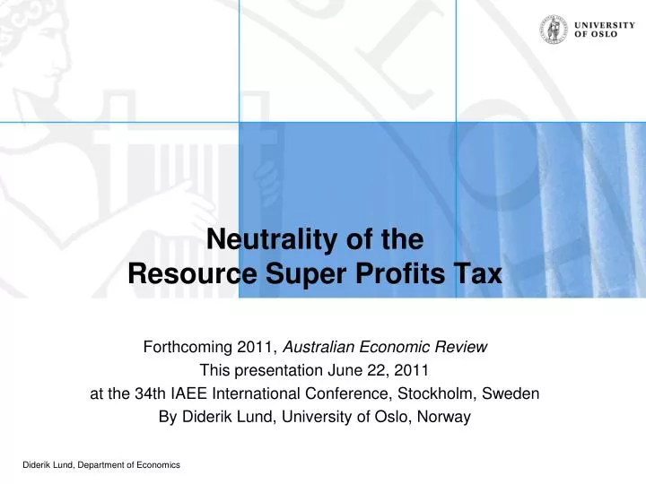 neutrality of the resource super profits tax