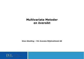 multivariata metoder en versikt
