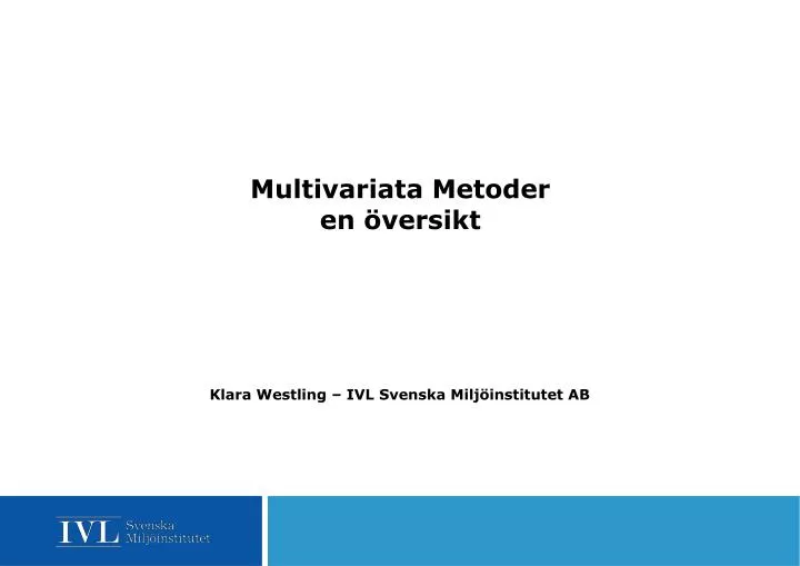 multivariata metoder en versikt