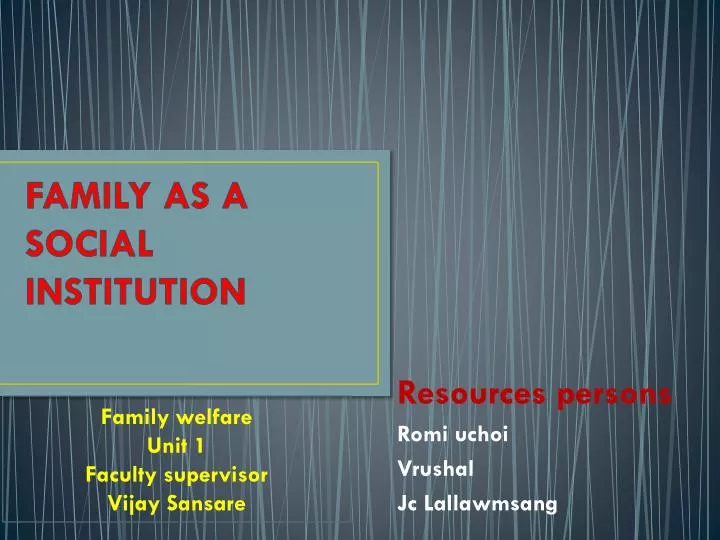 family as a social institution