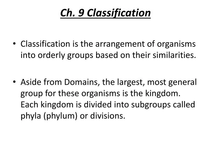 ch 9 classification