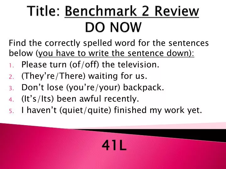 title benchmark 2 review do now