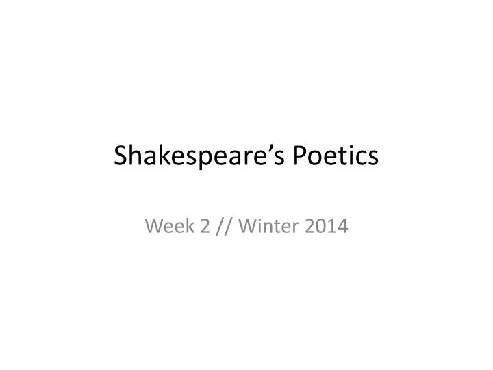 shakespeare s poetics
