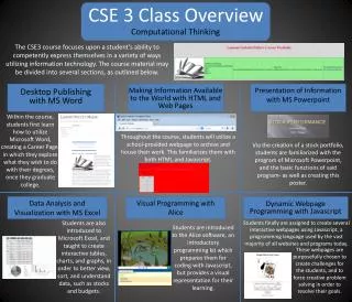 CSE 3 Class Overview