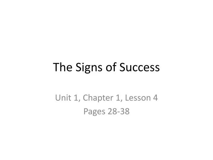 the signs of success