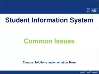 Student Information System Common Issues Campus Solutions Implementation Team