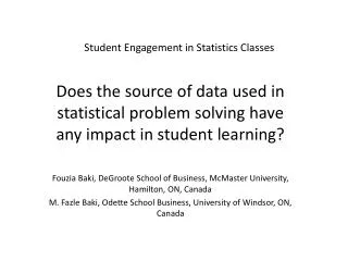 Student Engagement in Statistics Classes
