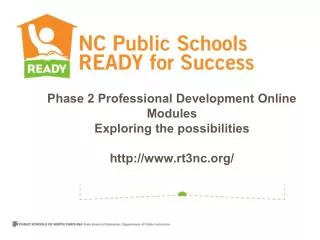 Phase 2 Professional Development Online Modules Exploring the possibilities http://www.rt3nc.org/